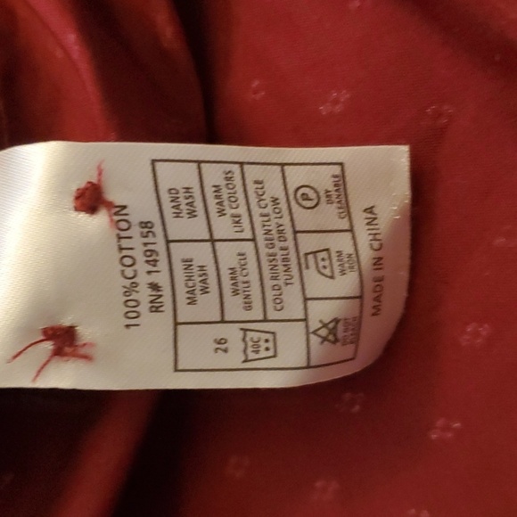 Craft +Flow Mens Button Down Collar Shirt Burgundy/White Geo Print, Design Cuff - Picture 11 of 12